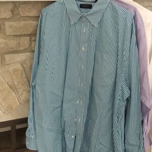 Roundtree & Yorke Teal Striped Dress Shirt